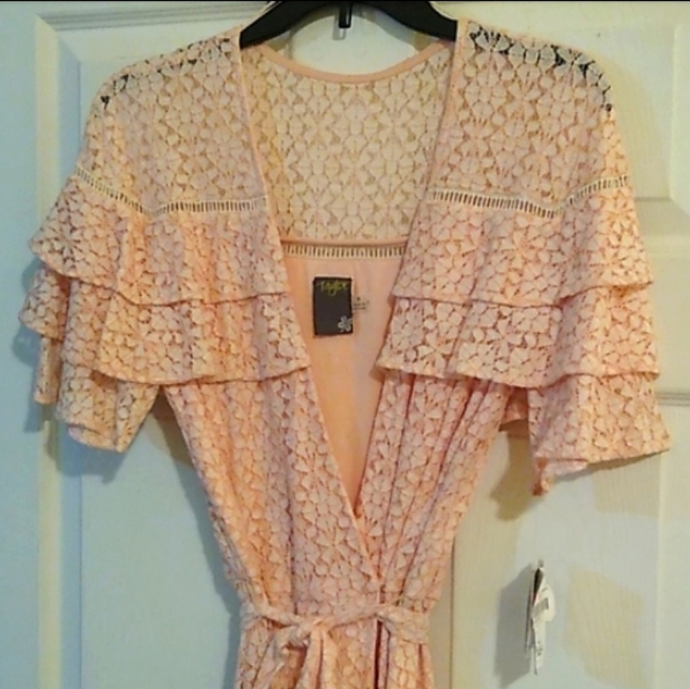 Embroidered Lace Ruffle Dress